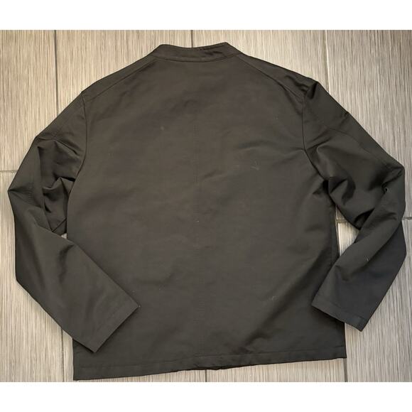 Claiborne Men’s Black Lined Vinyl Jacket Size Large Modern Mock Neck Classic - Picture 4 of 5